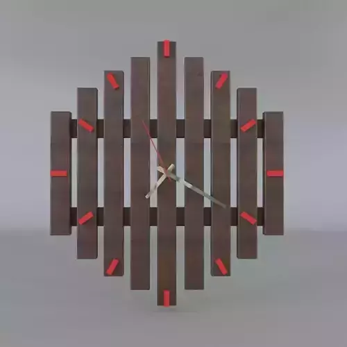 Clock wooden wall with accents Low-poly 3D model