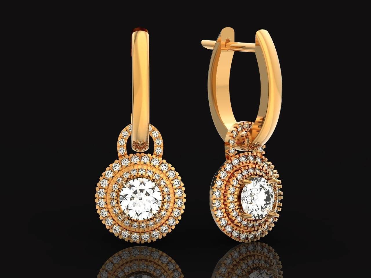Classic earrings  Halo Round Brilliant Cut 488 3D print model_30