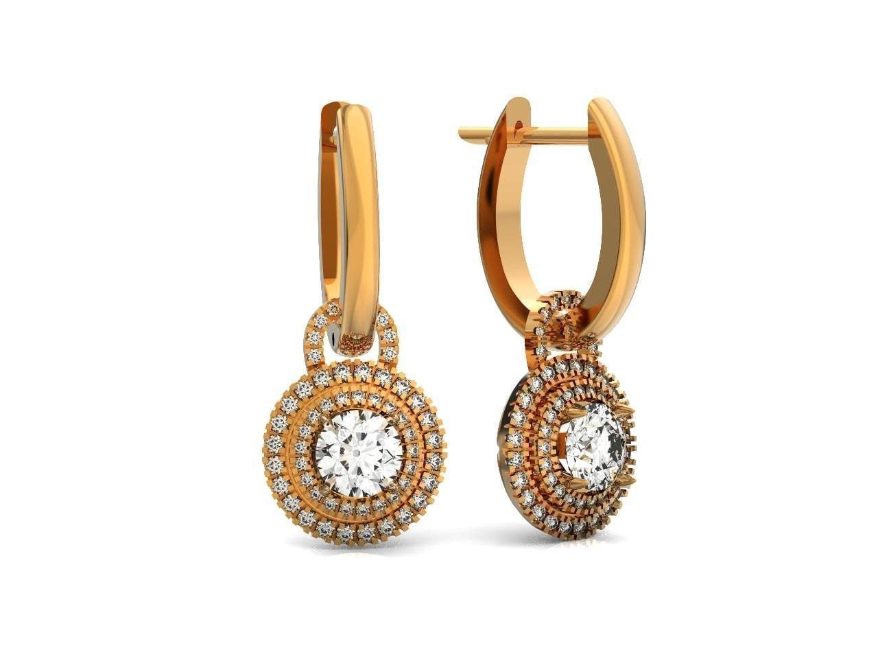 Classic earrings  Halo Round Brilliant Cut 488 3D print model_2
