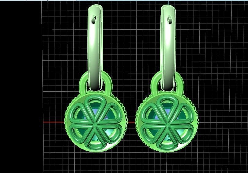 Classic earrings  Halo Round Brilliant Cut 488 3D print model_35