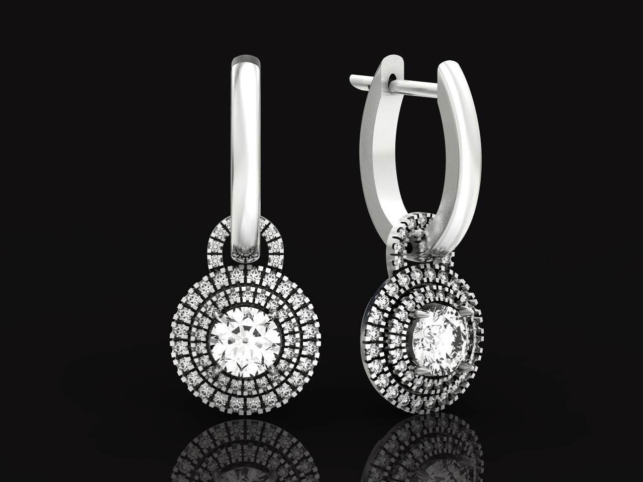 Classic earrings  Halo Round Brilliant Cut 488 3D print model_22
