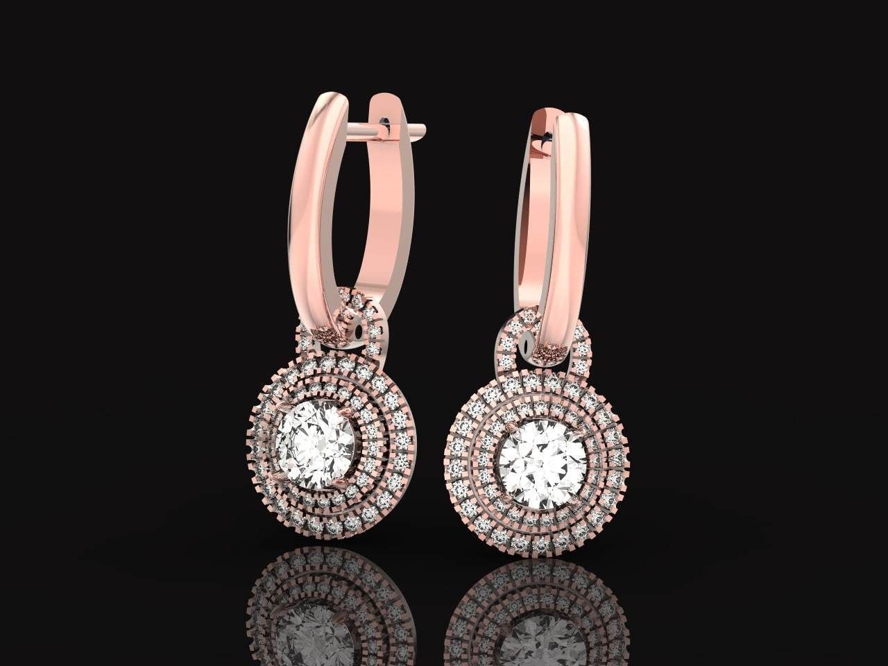 Classic earrings  Halo Round Brilliant Cut 488 3D print model_7