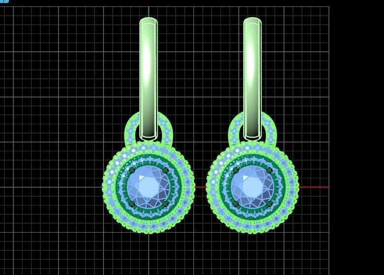 Classic earrings  Halo Round Brilliant Cut 488 3D print model_34