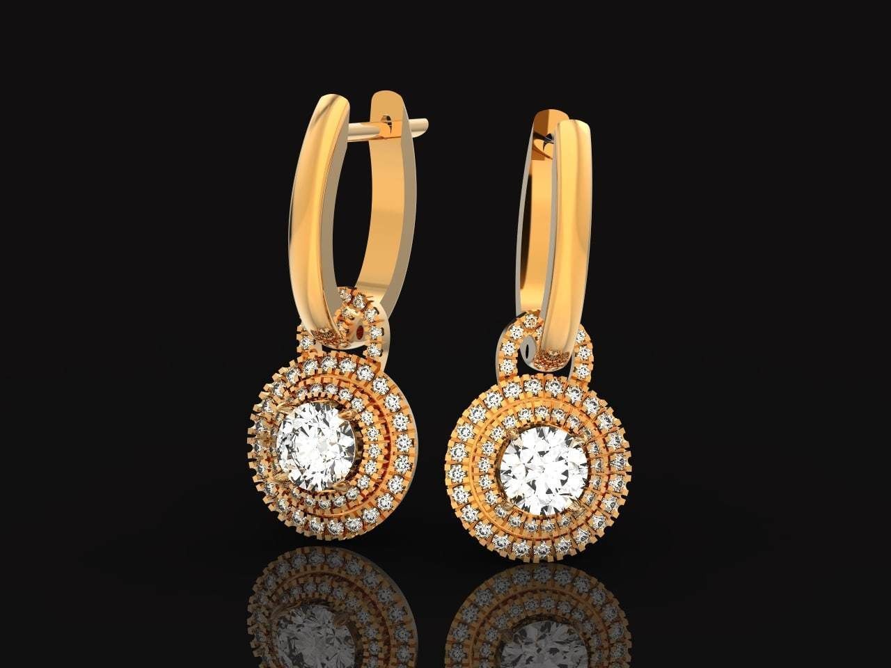 Classic earrings  Halo Round Brilliant Cut 488 3D print model_23