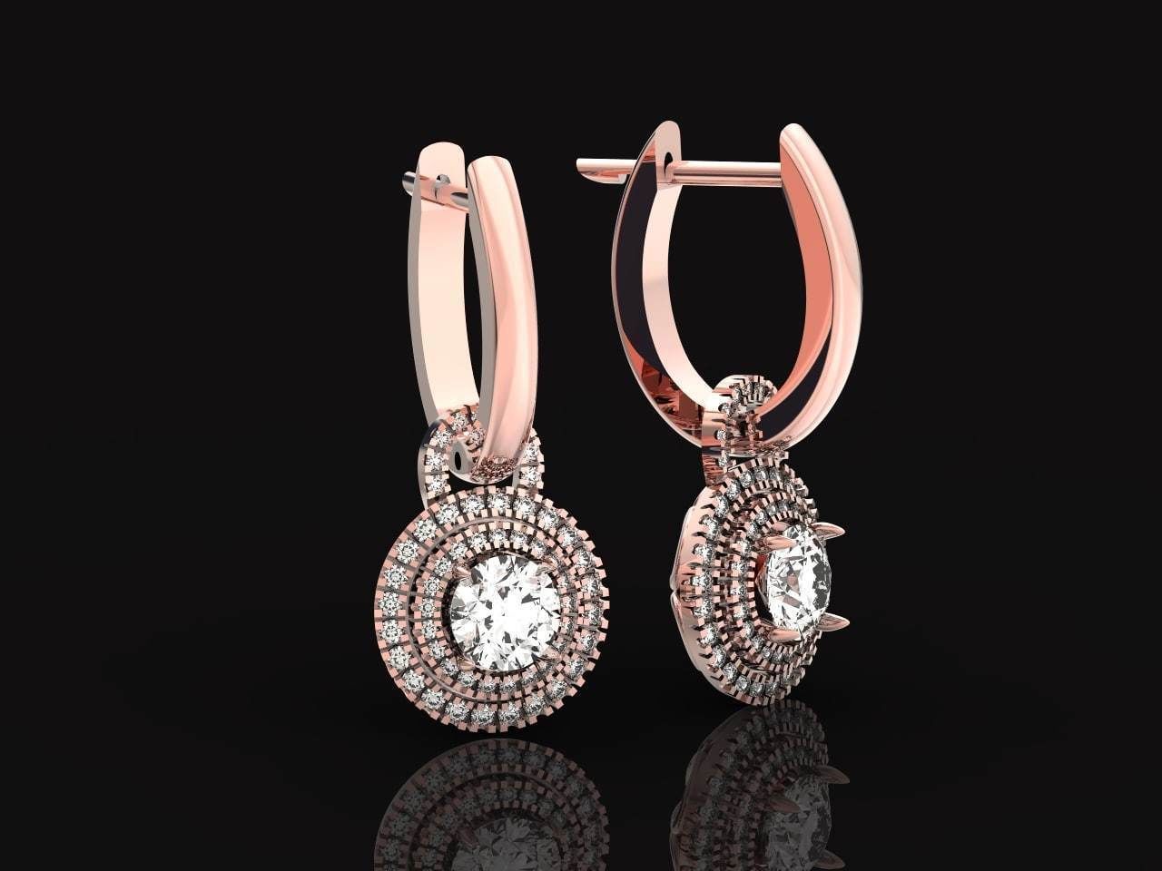 Classic earrings  Halo Round Brilliant Cut 488 3D print model_11