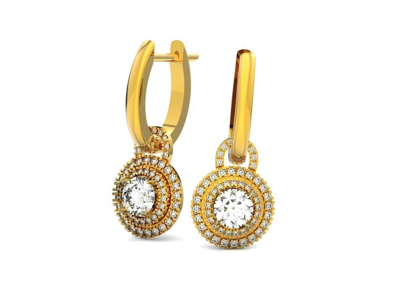 Classic earrings  Halo Round Brilliant Cut 488 3D print model_9