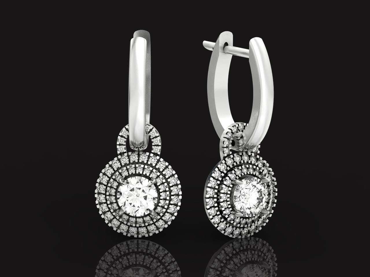 Classic earrings  Halo Round Brilliant Cut 488 3D print model_18