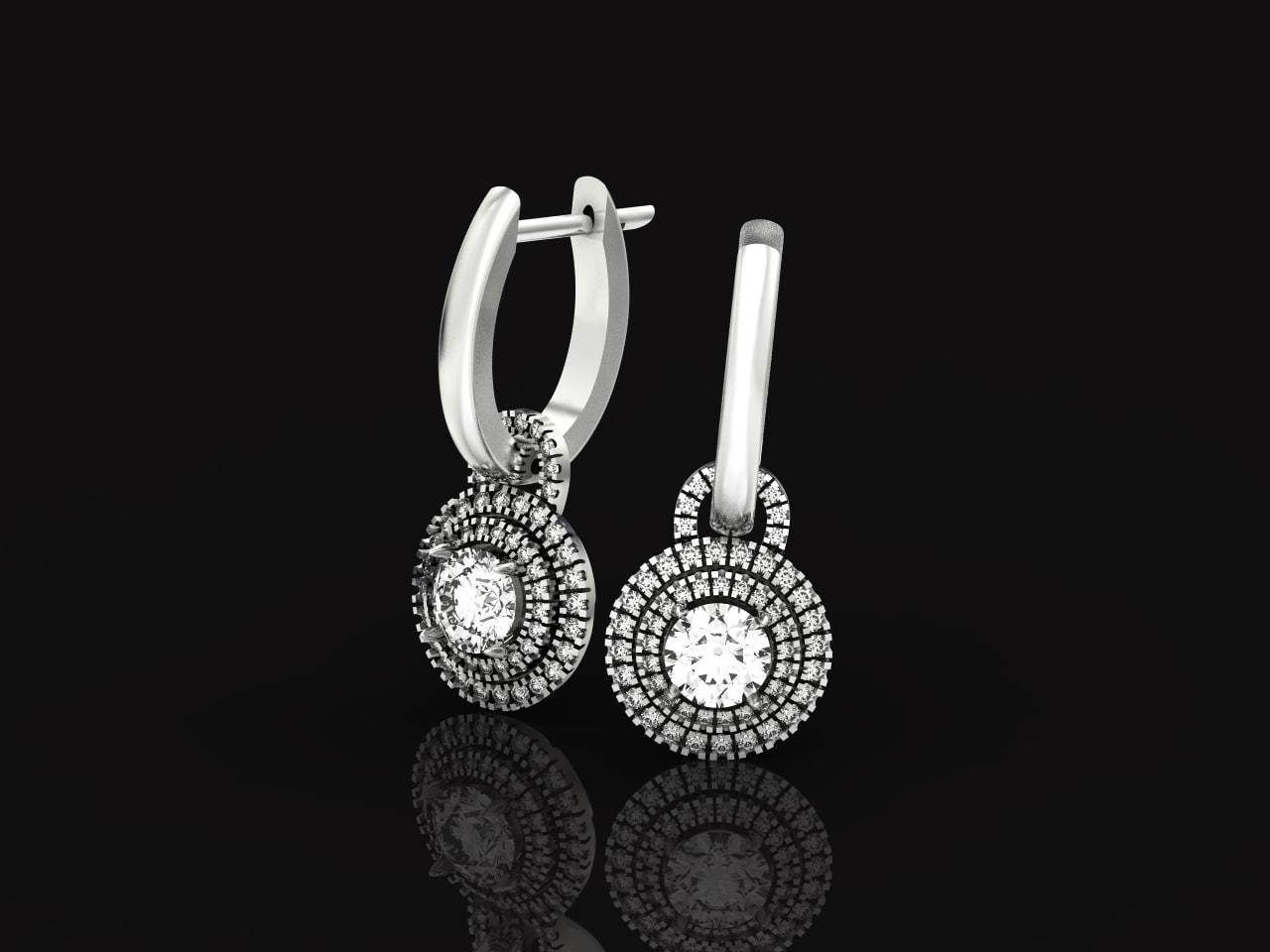 Classic earrings  Halo Round Brilliant Cut 488 3D print model_25