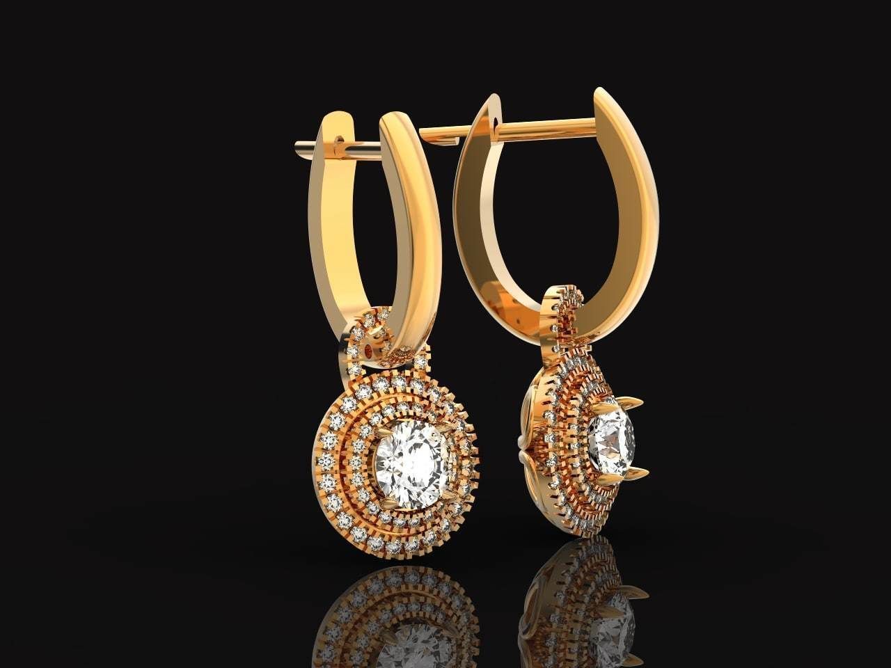 Classic earrings  Halo Round Brilliant Cut 488 3D print model_20