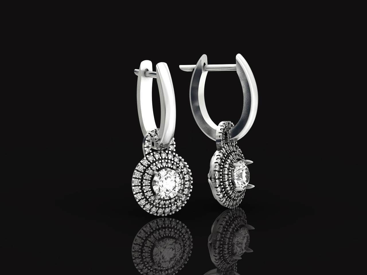 Classic earrings  Halo Round Brilliant Cut 488 3D print model_31
