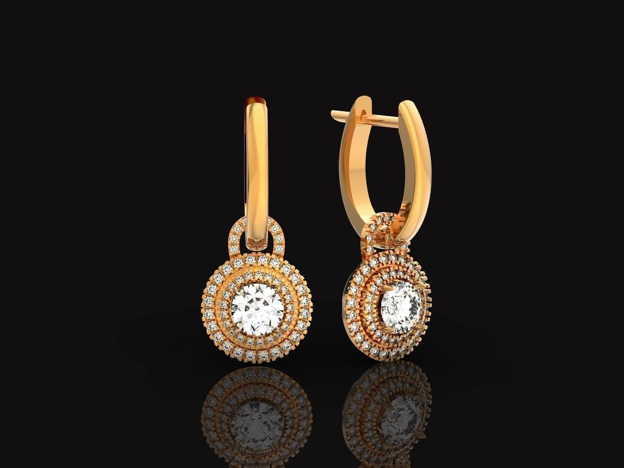Classic earrings  Halo Round Brilliant Cut 488 3D print model_27