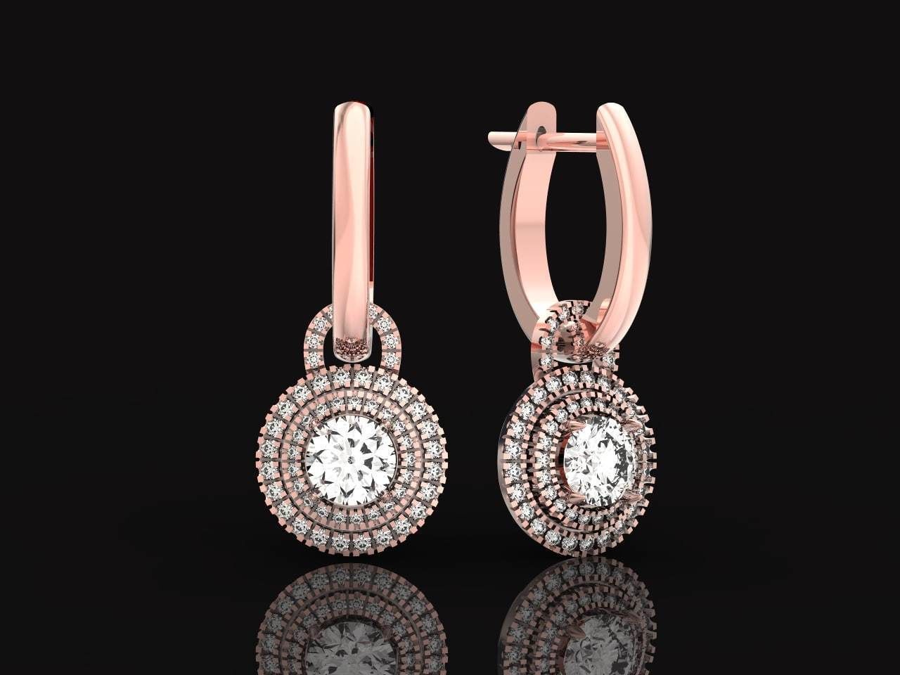 Classic earrings  Halo Round Brilliant Cut 488 3D print model_8