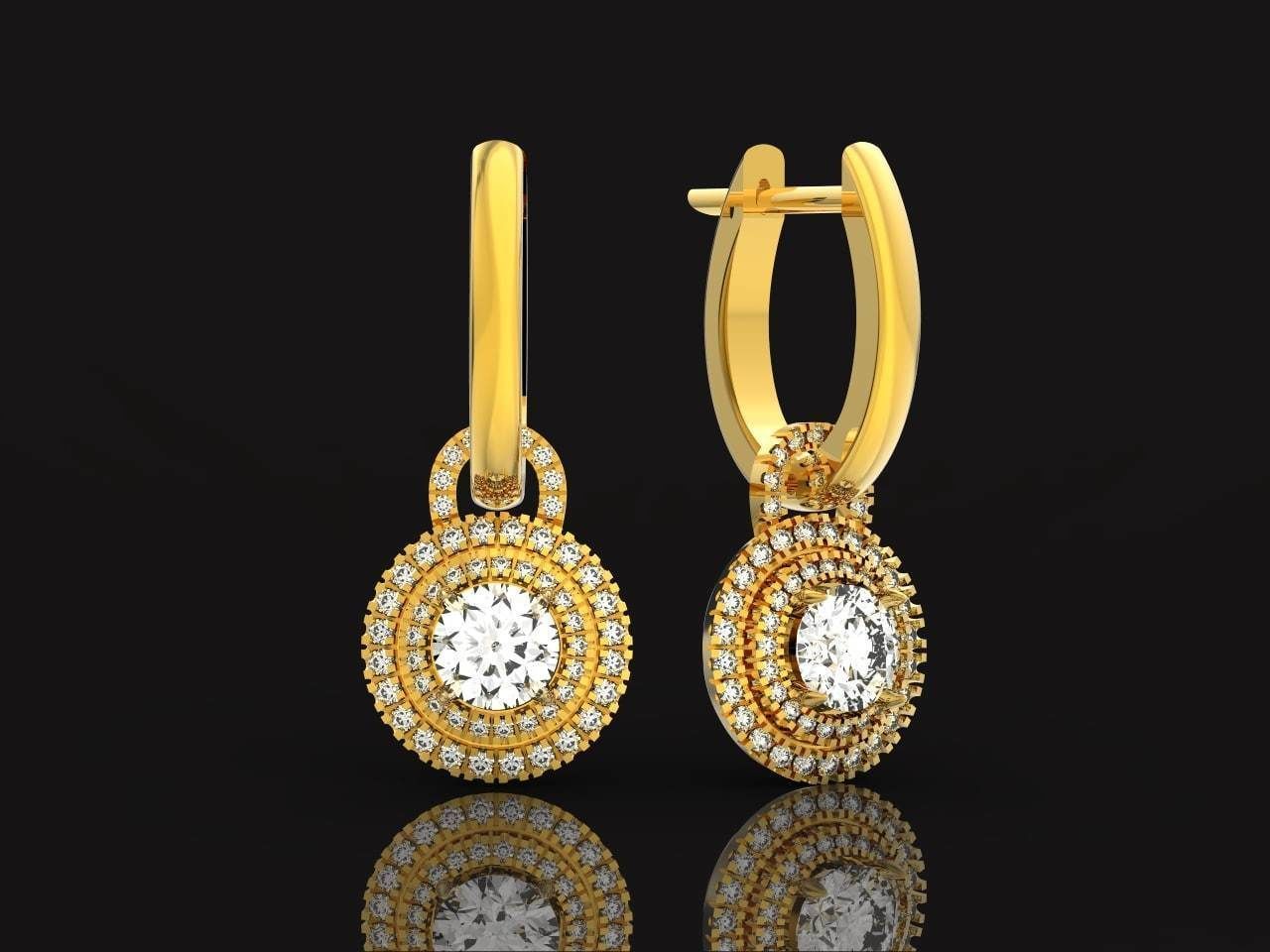 Classic earrings  Halo Round Brilliant Cut 488 3D print model_14