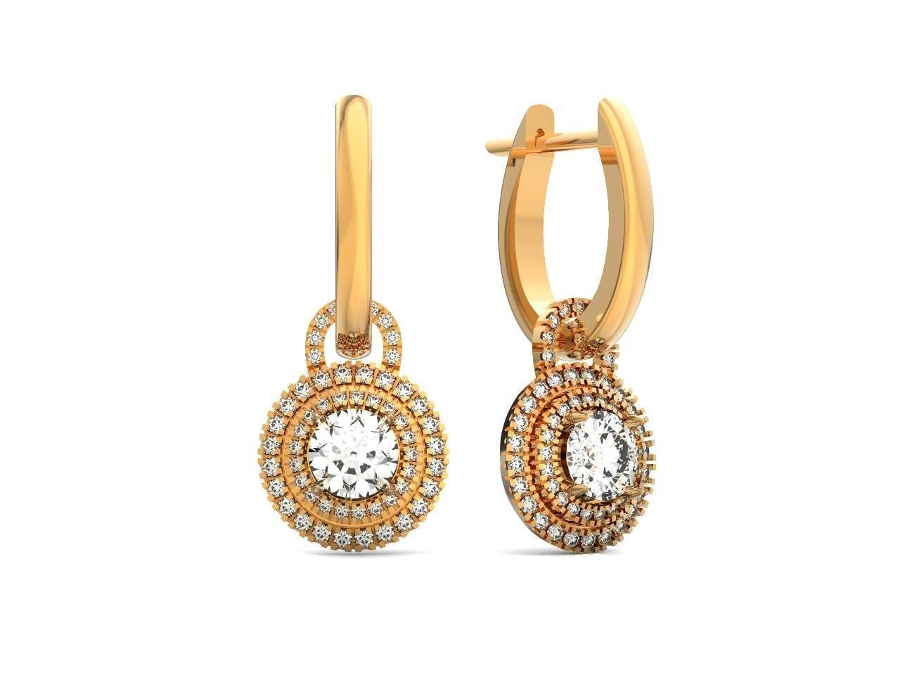 Classic earrings  Halo Round Brilliant Cut 488 3D print model_16