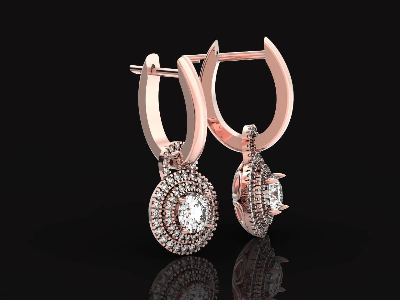 Classic earrings  Halo Round Brilliant Cut 488 3D print model_5