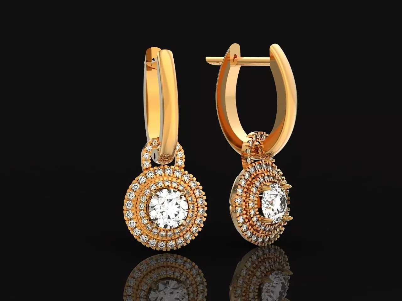 Classic earrings  Halo Round Brilliant Cut 488 3D print model_0