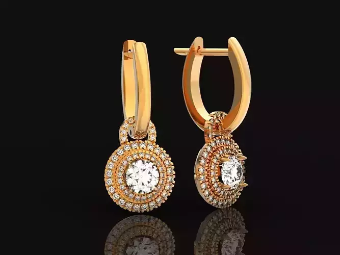 Classic earrings  Halo Round Brilliant Cut 488 3D print model