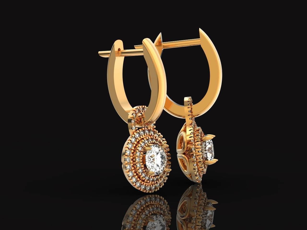Classic earrings  Halo Round Brilliant Cut 488 3D print model_21