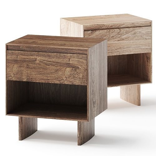 West Elm Anton Solid Wood Nightstand Bedside Table 3D model