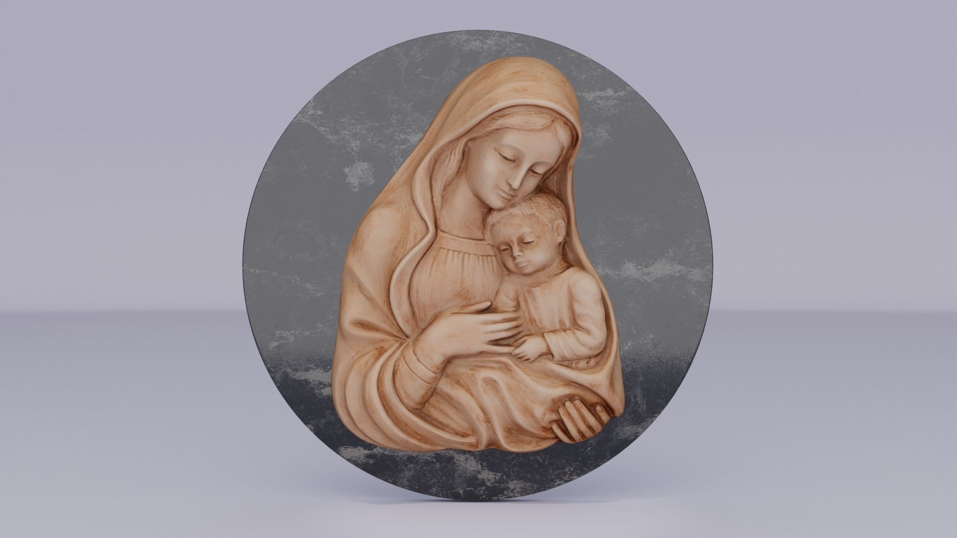 Mary with baby Jesus 01 Low-poly 3D model_11