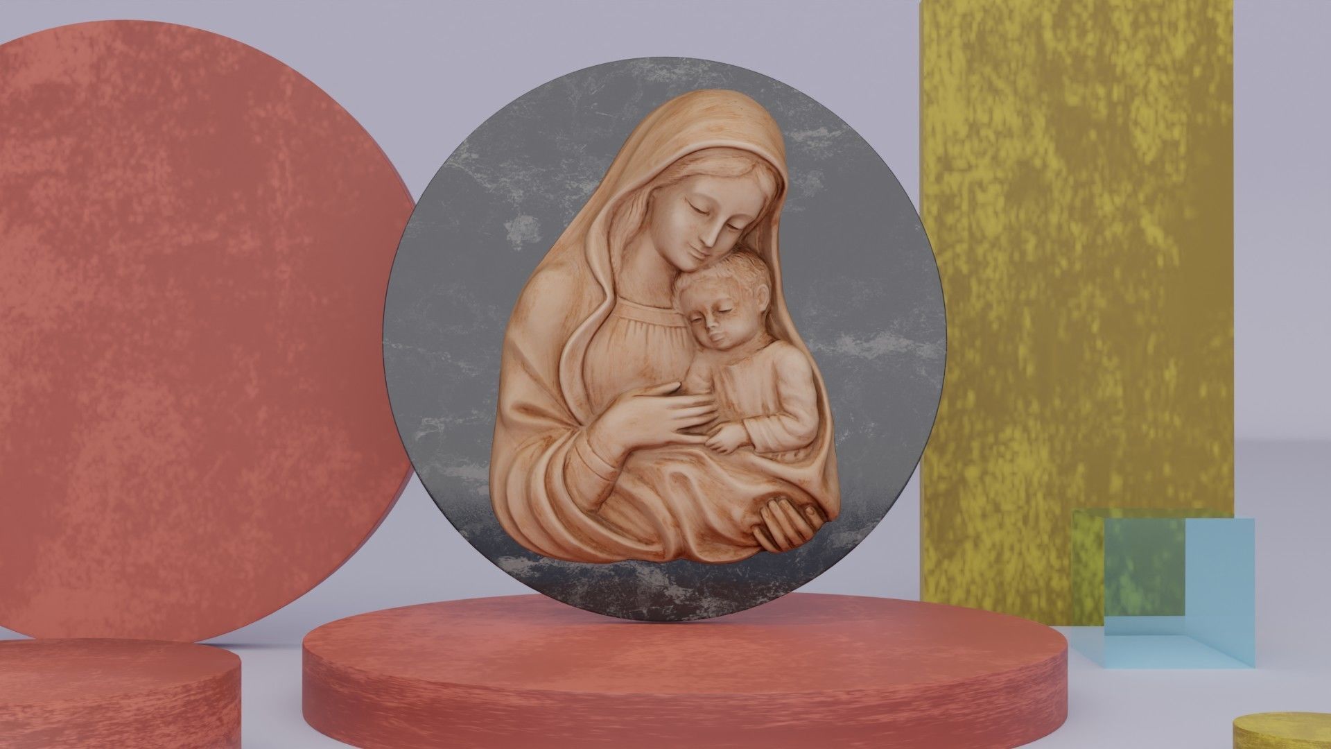 Mary with baby Jesus 01 Low-poly 3D model_1