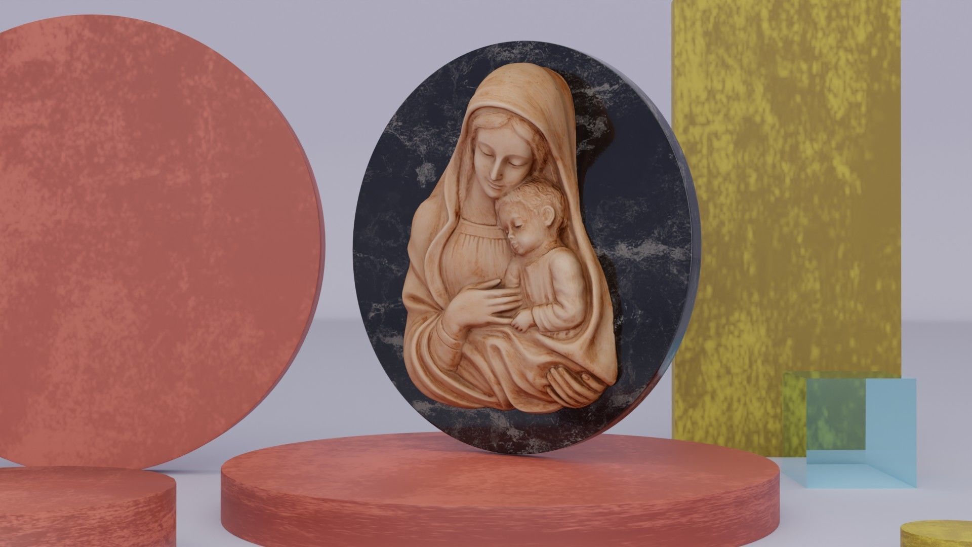 Mary with baby Jesus 01 Low-poly 3D model_10