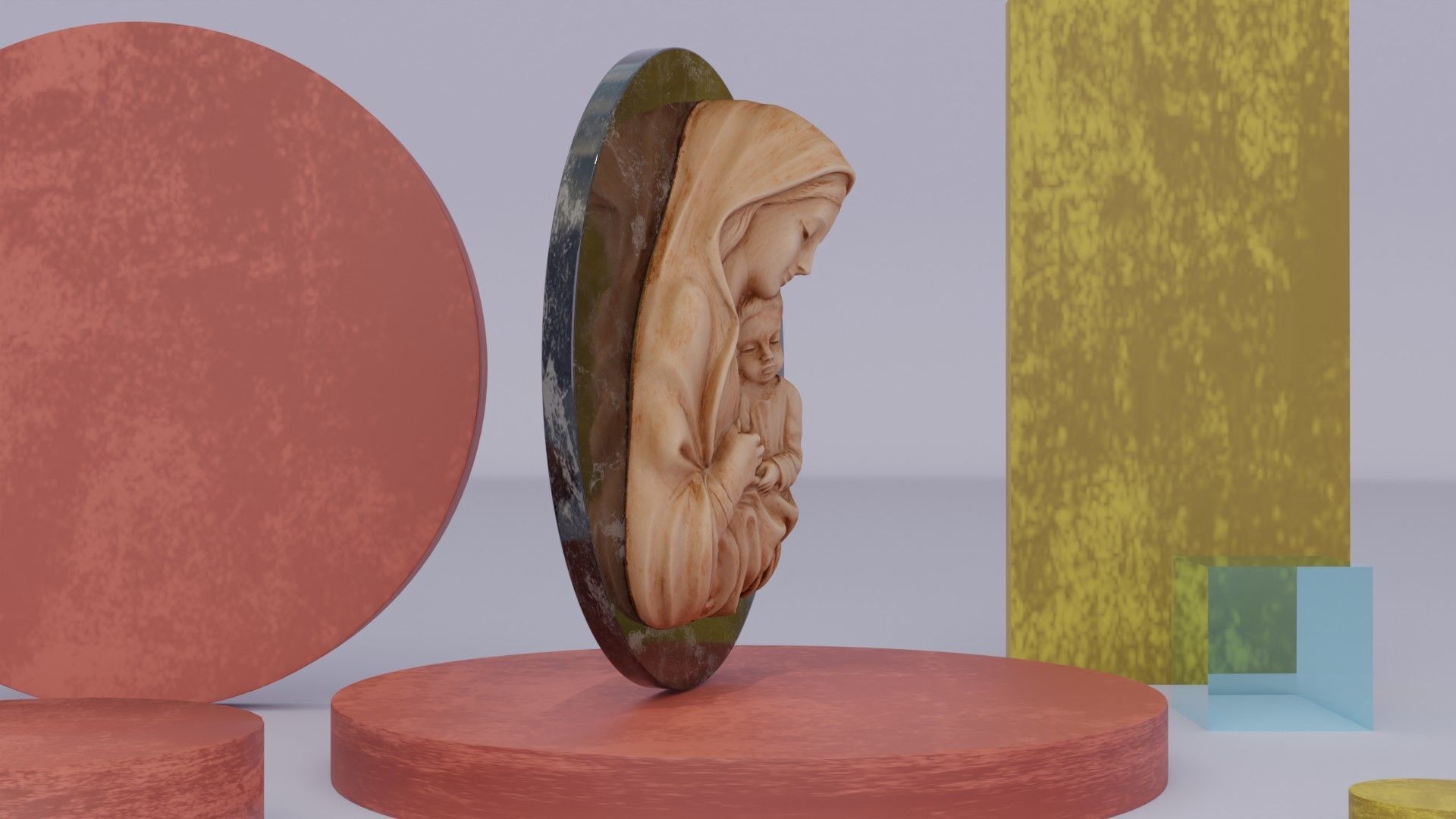 Mary with baby Jesus 01 Low-poly 3D model_3