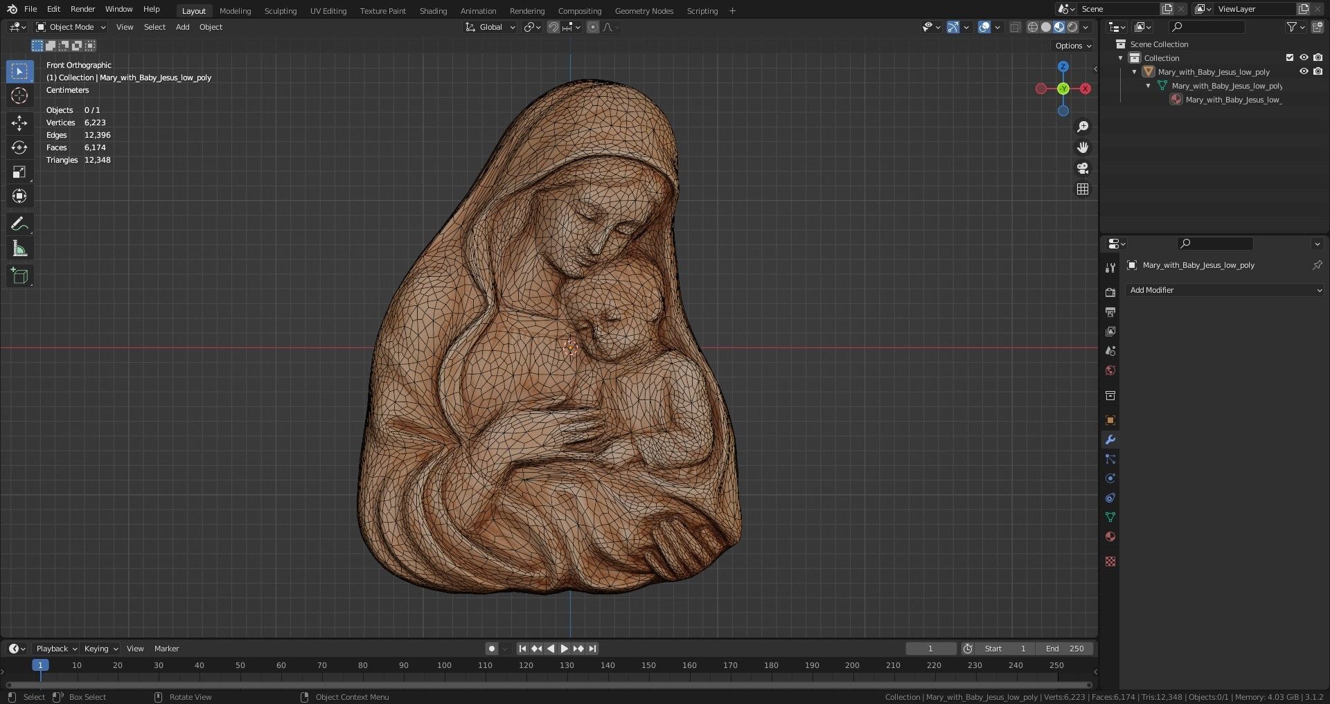 Mary with baby Jesus 01 Low-poly 3D model_35