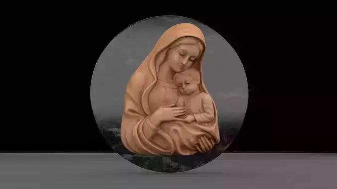 Mary with baby Jesus 01 Low-poly 3D model
