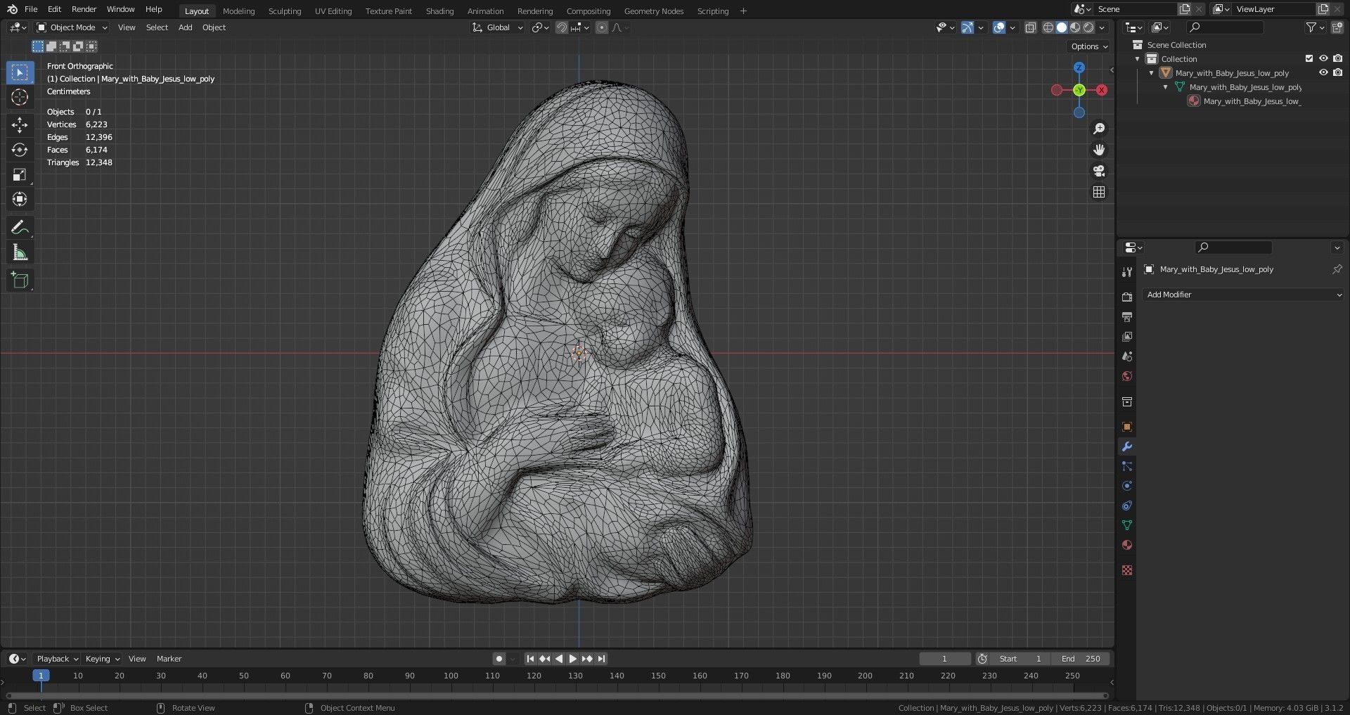 Mary with baby Jesus 01 Low-poly 3D model_34