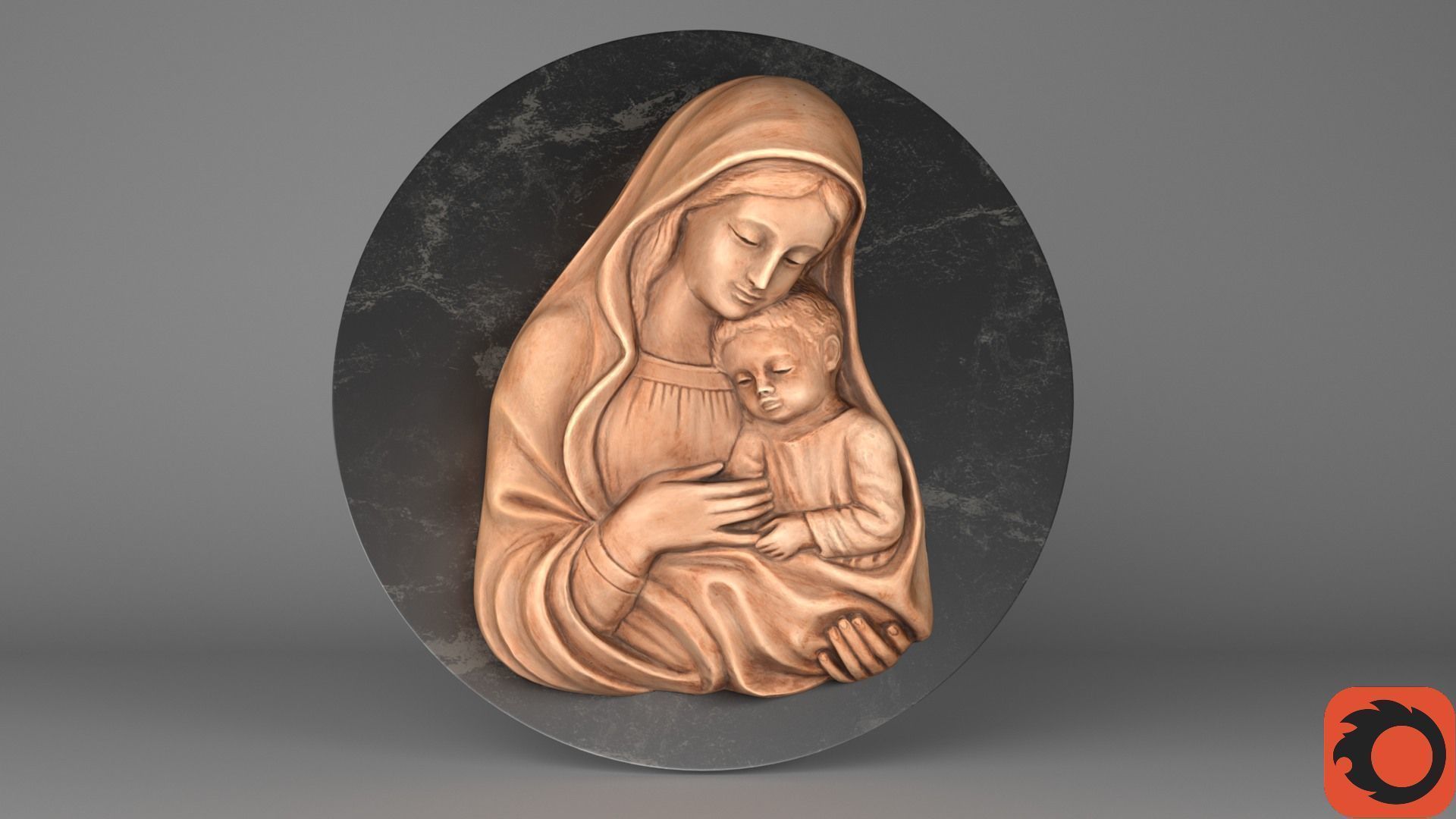 Mary with baby Jesus 01 Low-poly 3D model_30