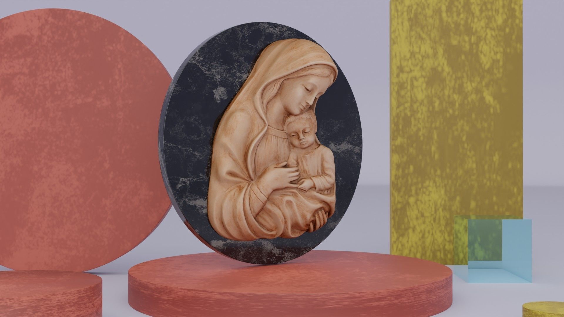 Mary with baby Jesus 01 Low-poly 3D model_2