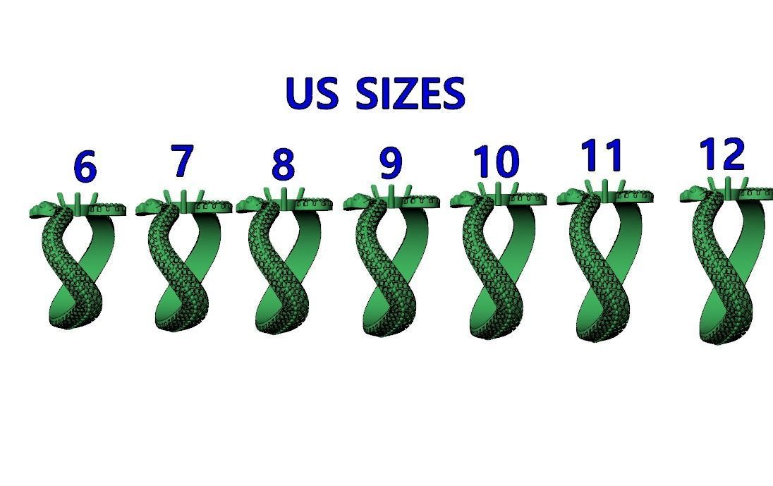 Ring snake serpent scales round gem 3D print model_8