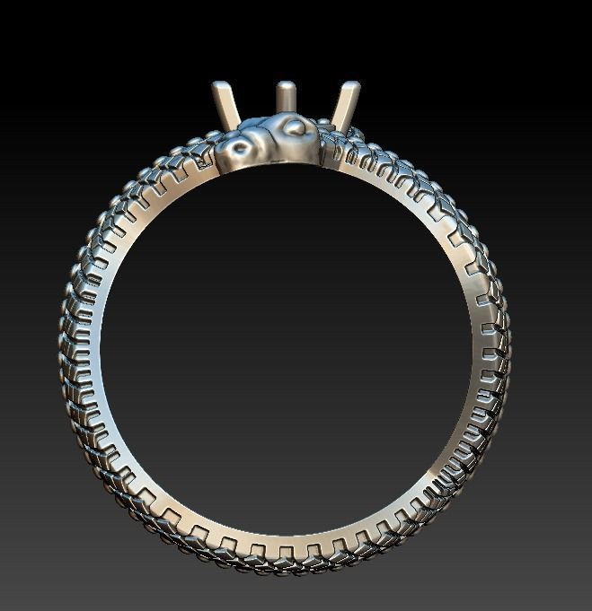 Ring snake serpent scales round gem 3D print model_10