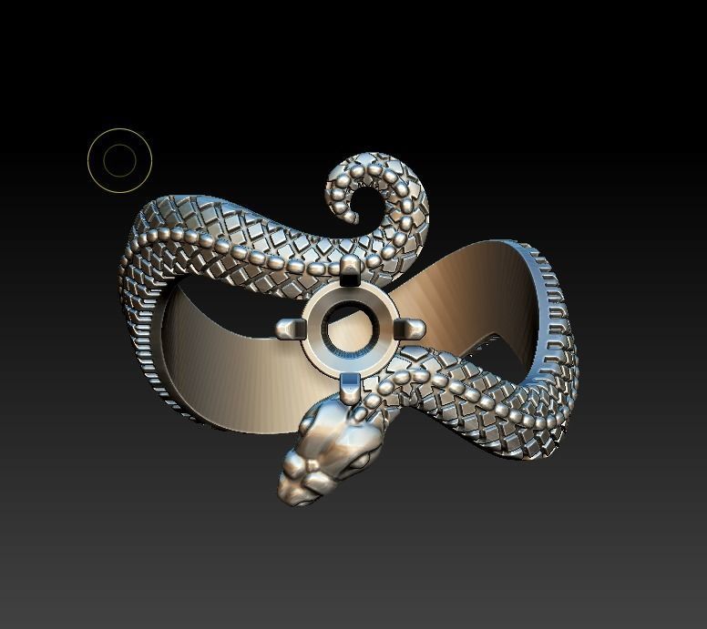 Ring snake serpent scales round gem 3D print model_12