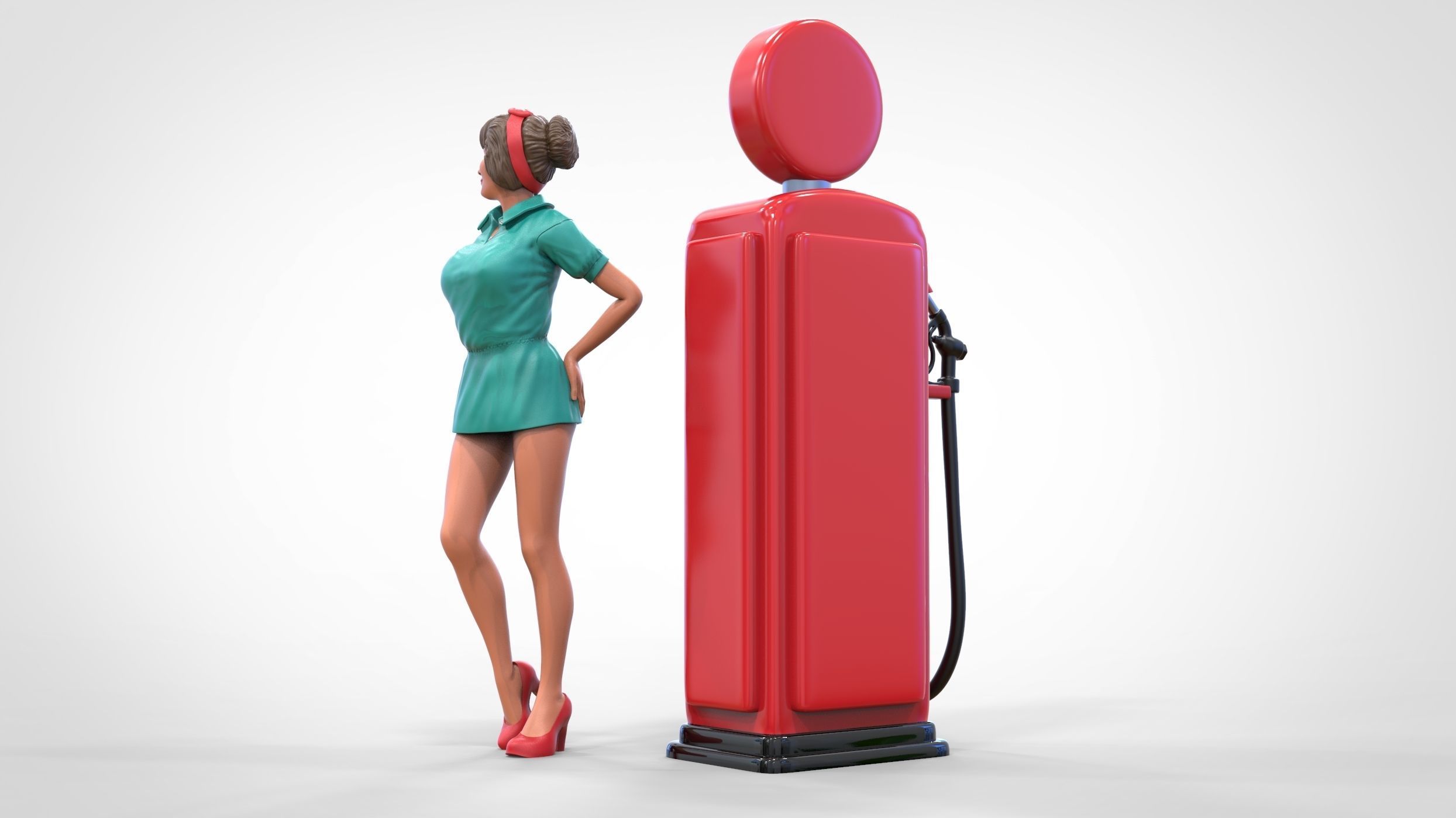 N3 Pin up girl with Gas Pump 3D print model_23