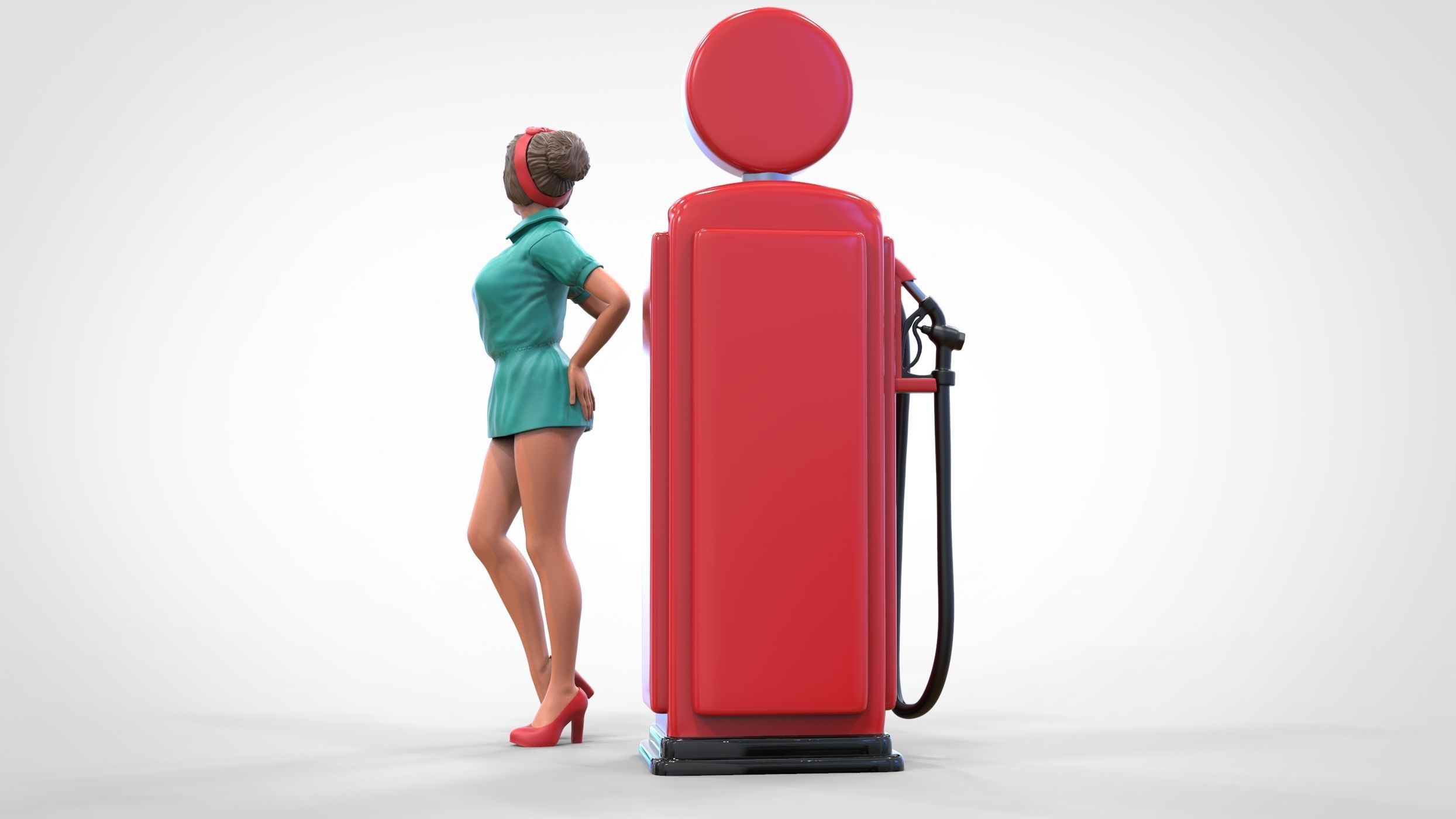 N3 Pin up girl with Gas Pump 3D print model_1