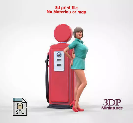 N3 Pin up girl with Gas Pump 3D print model_0