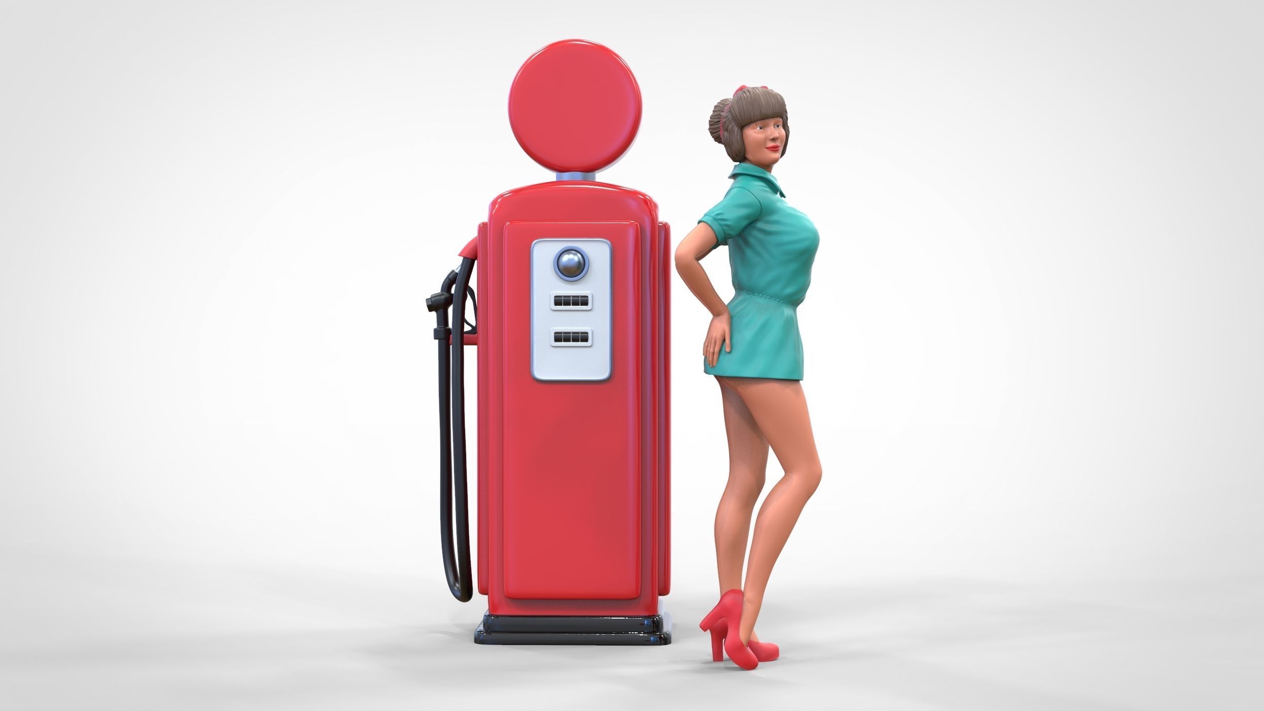 N3 Pin up girl with Gas Pump 3D print model_25