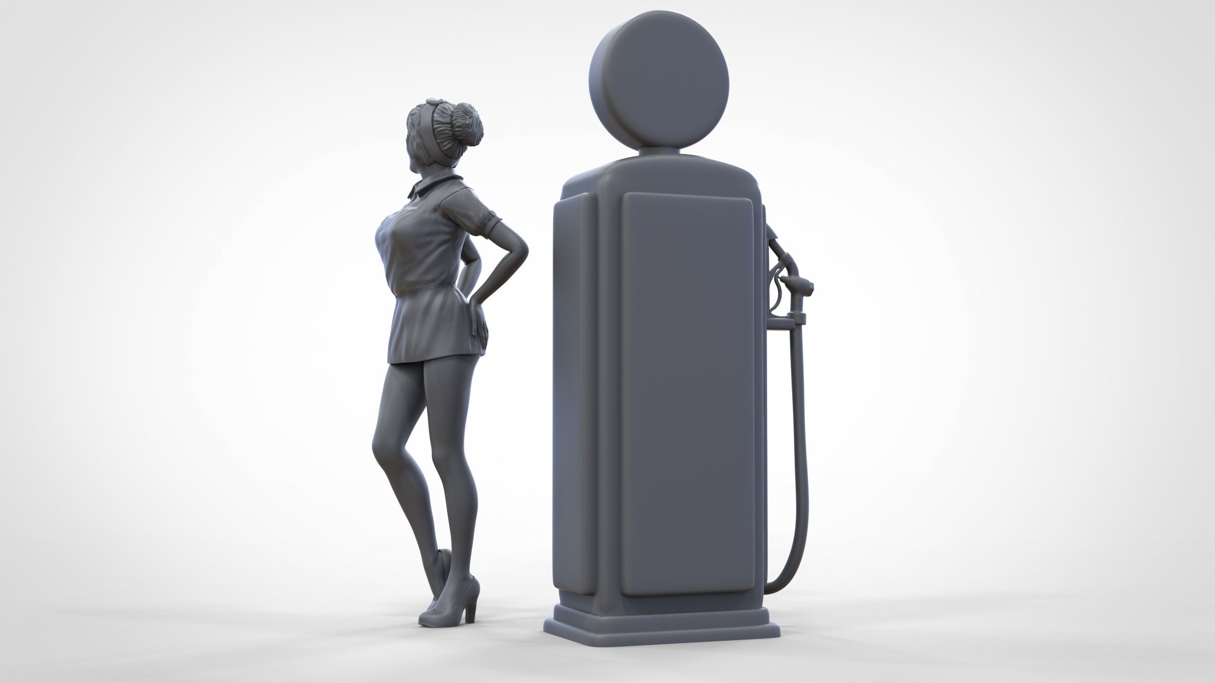 N3 Pin up girl with Gas Pump 3D print model_40