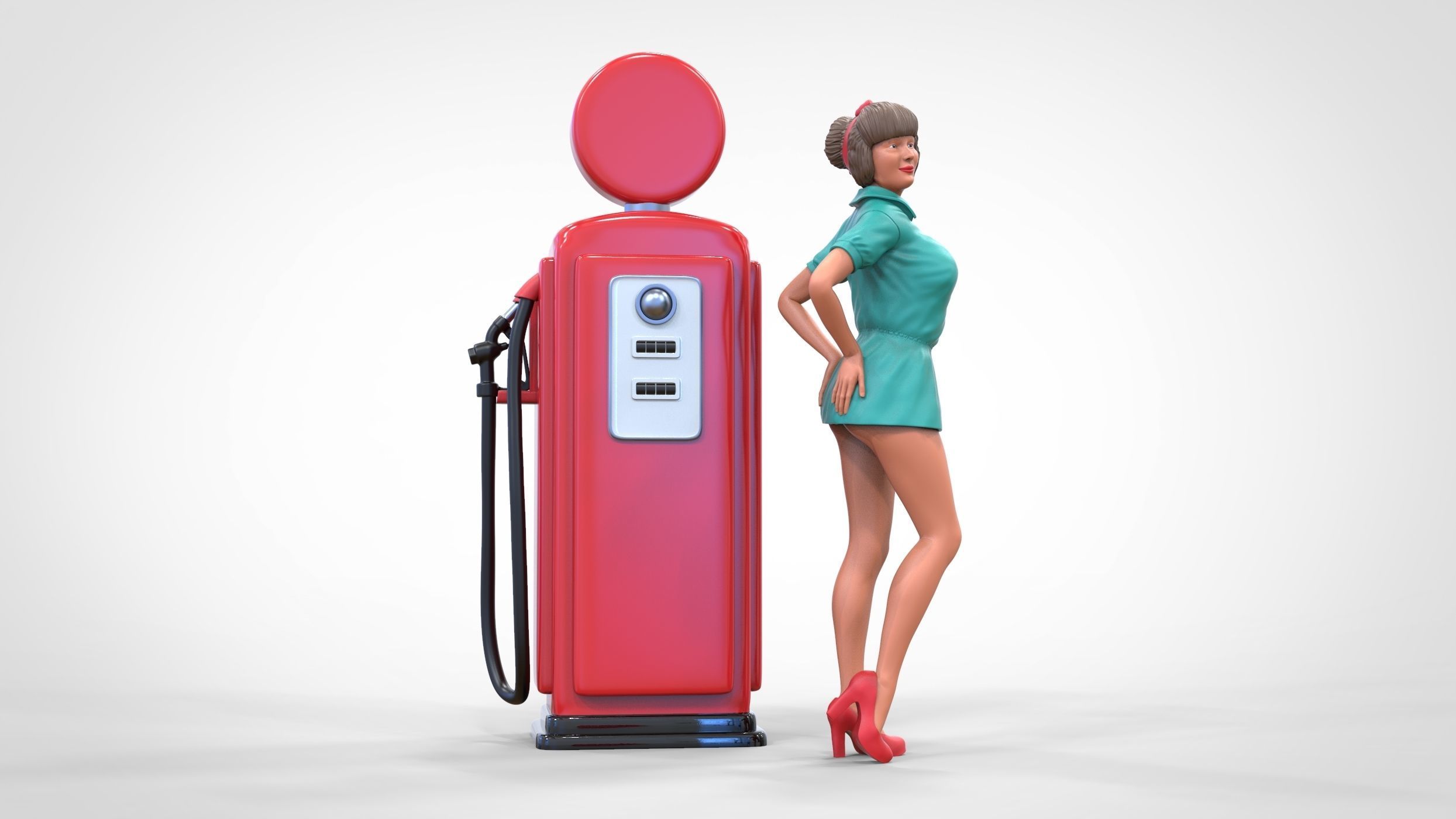 N3 Pin up girl with Gas Pump 3D print model_13