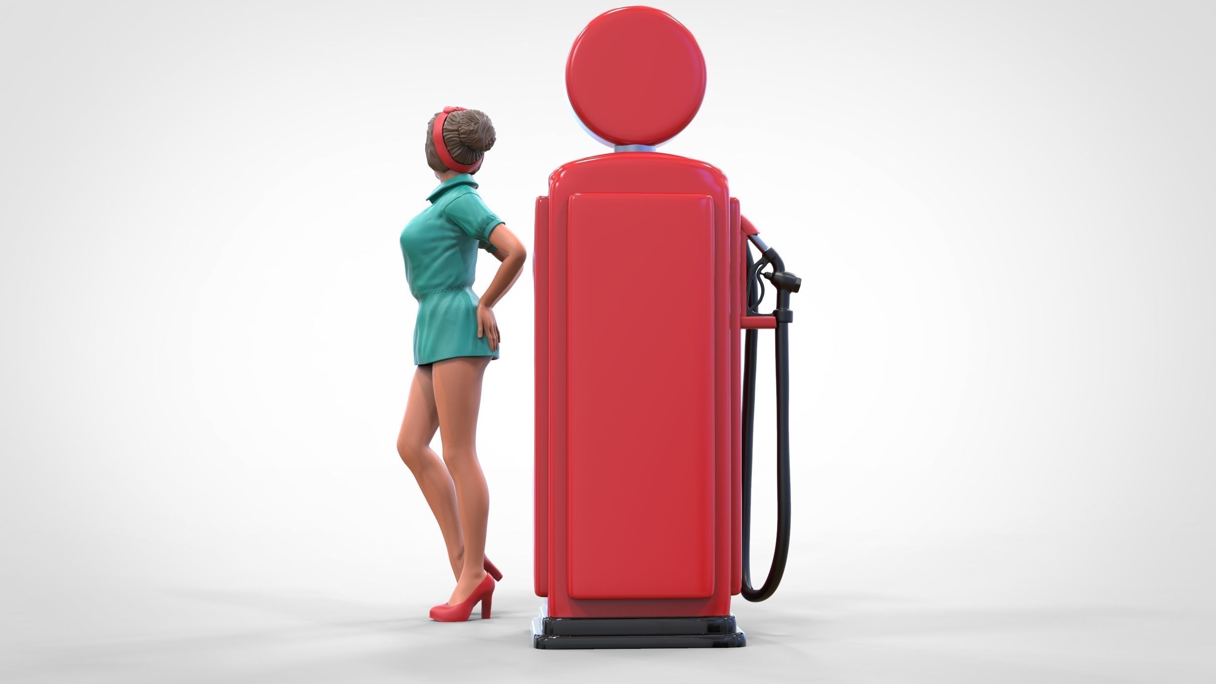 N3 Pin up girl with Gas Pump 3D print model_27