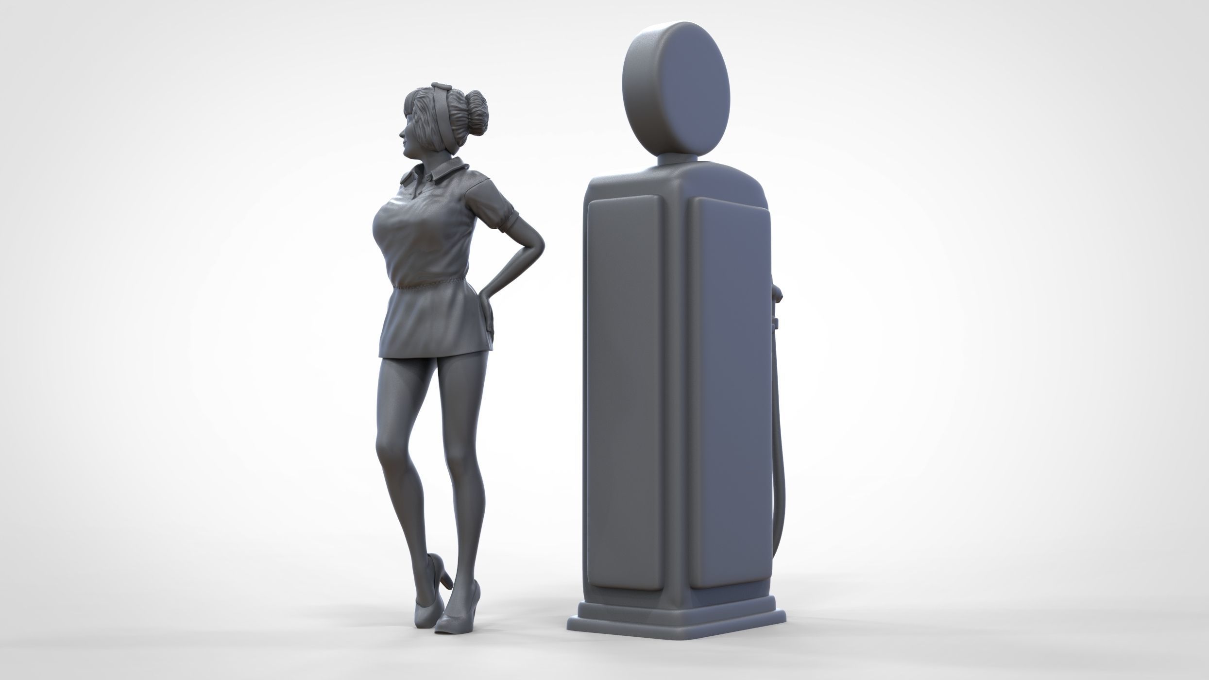 N3 Pin up girl with Gas Pump 3D print model_39