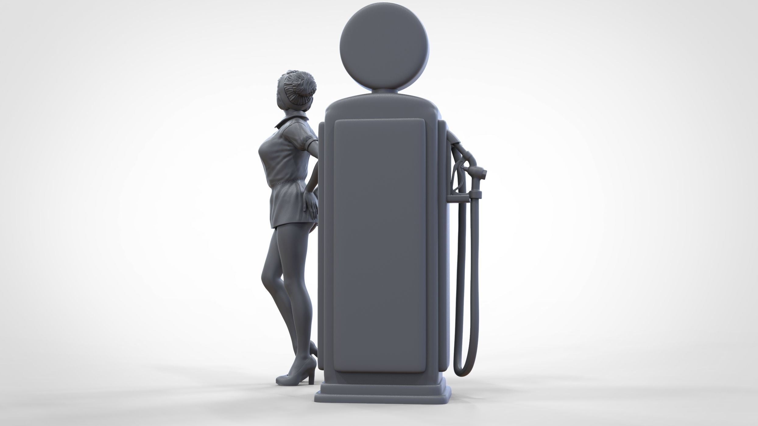 N3 Pin up girl with Gas Pump 3D print model_30