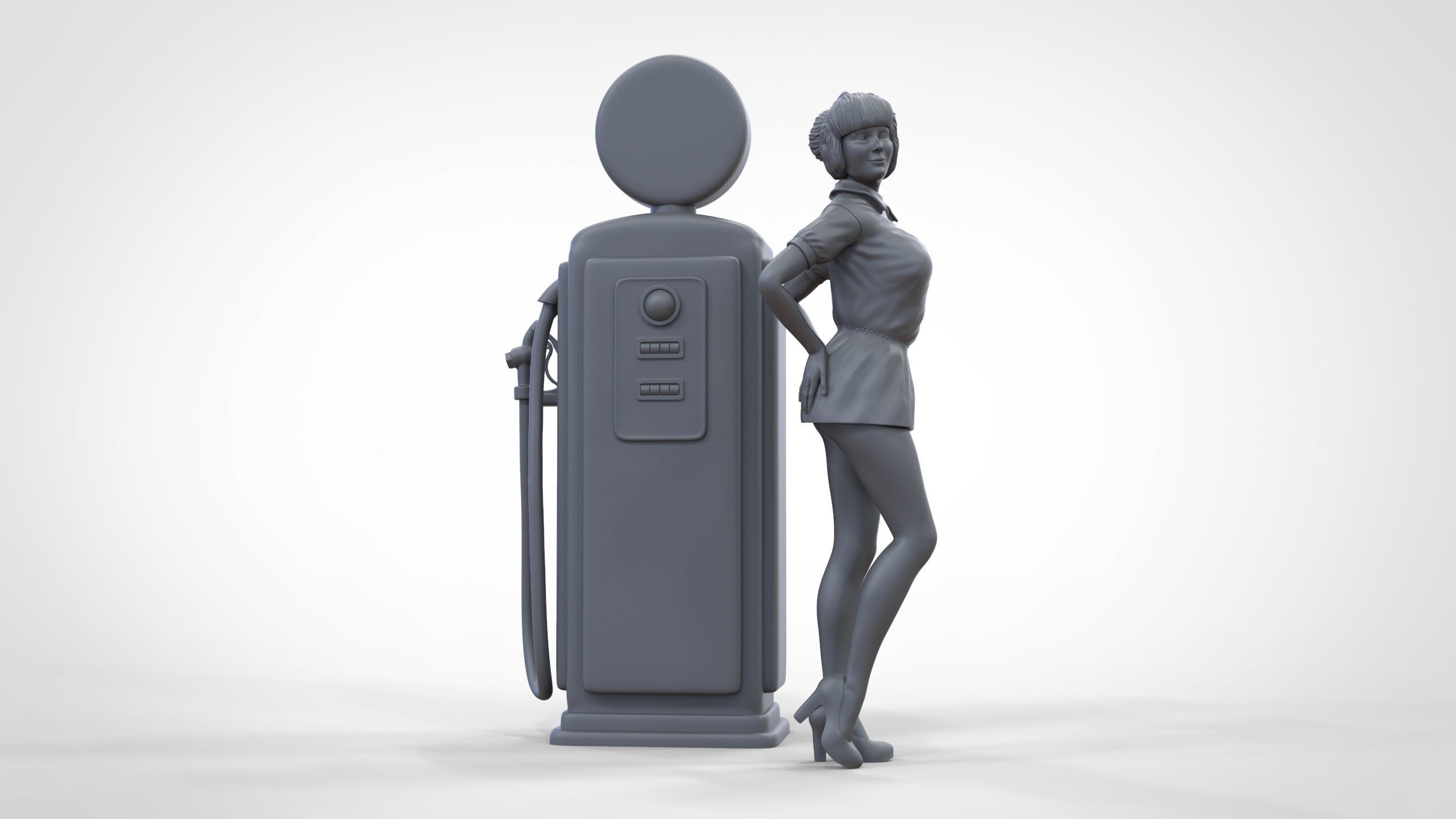 N3 Pin up girl with Gas Pump 3D print model_35