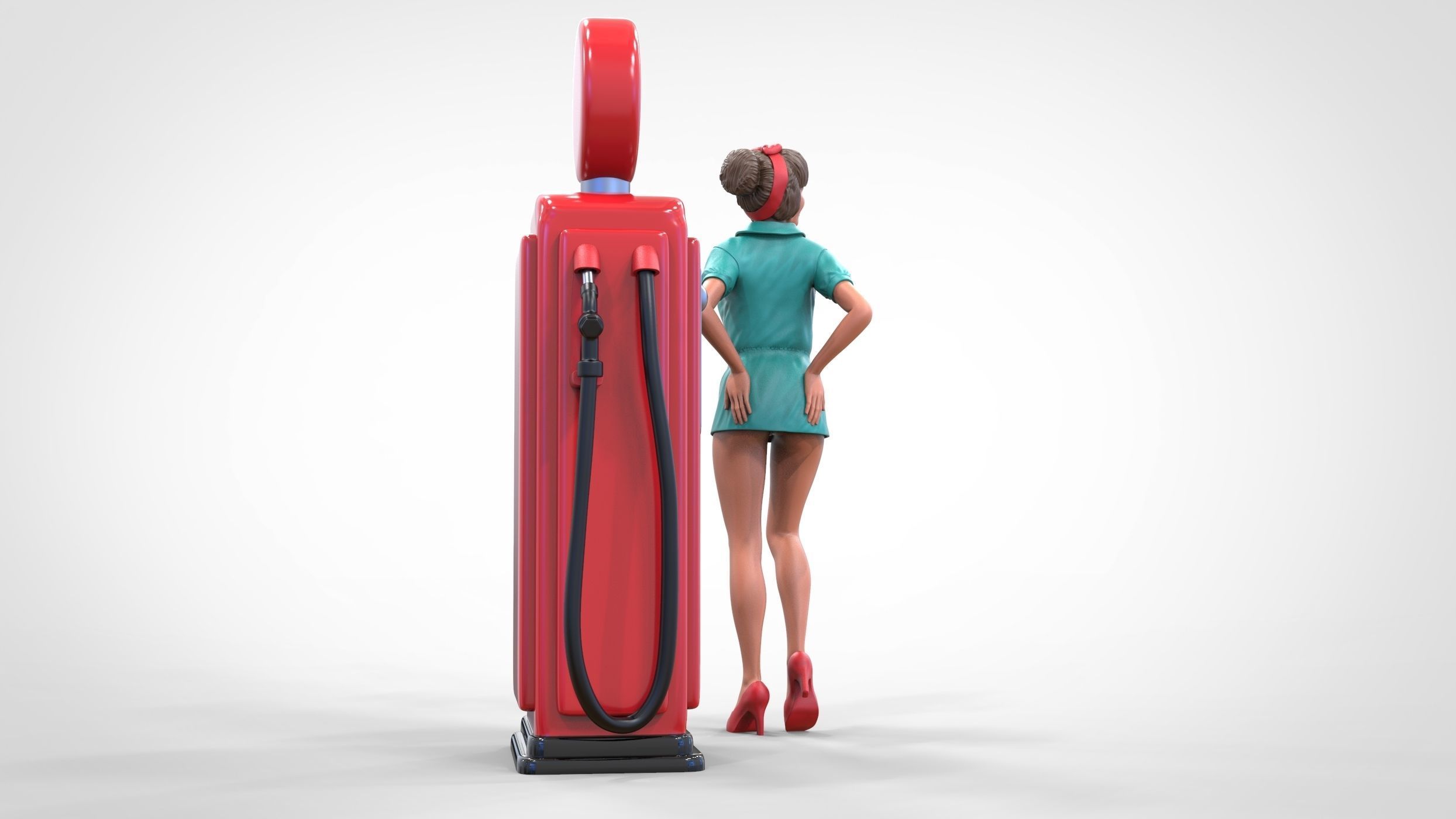 N3 Pin up girl with Gas Pump 3D print model_7