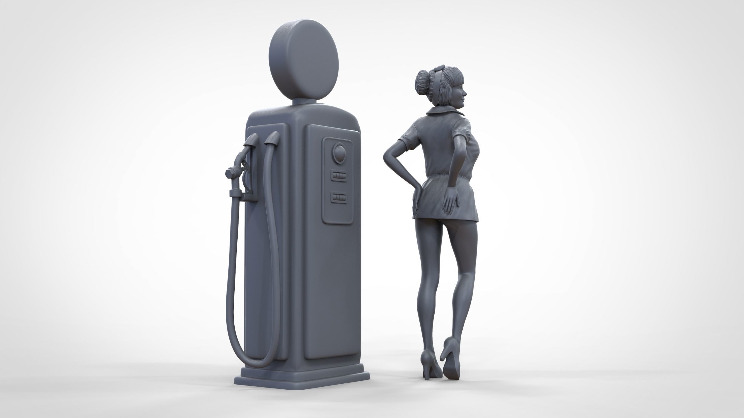 N3 Pin up girl with Gas Pump 3D print model_33