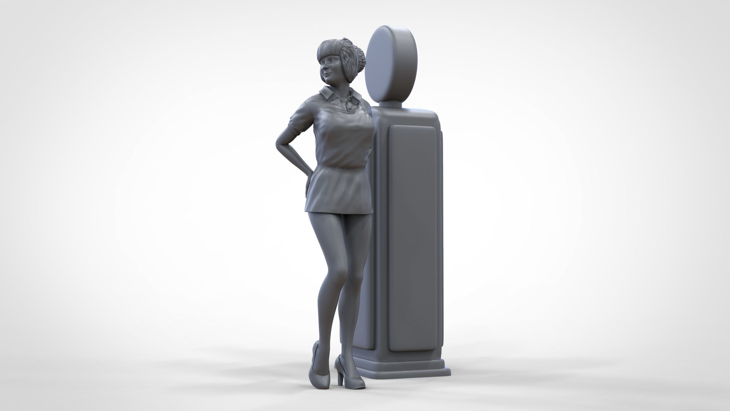N3 Pin up girl with Gas Pump 3D print model_37