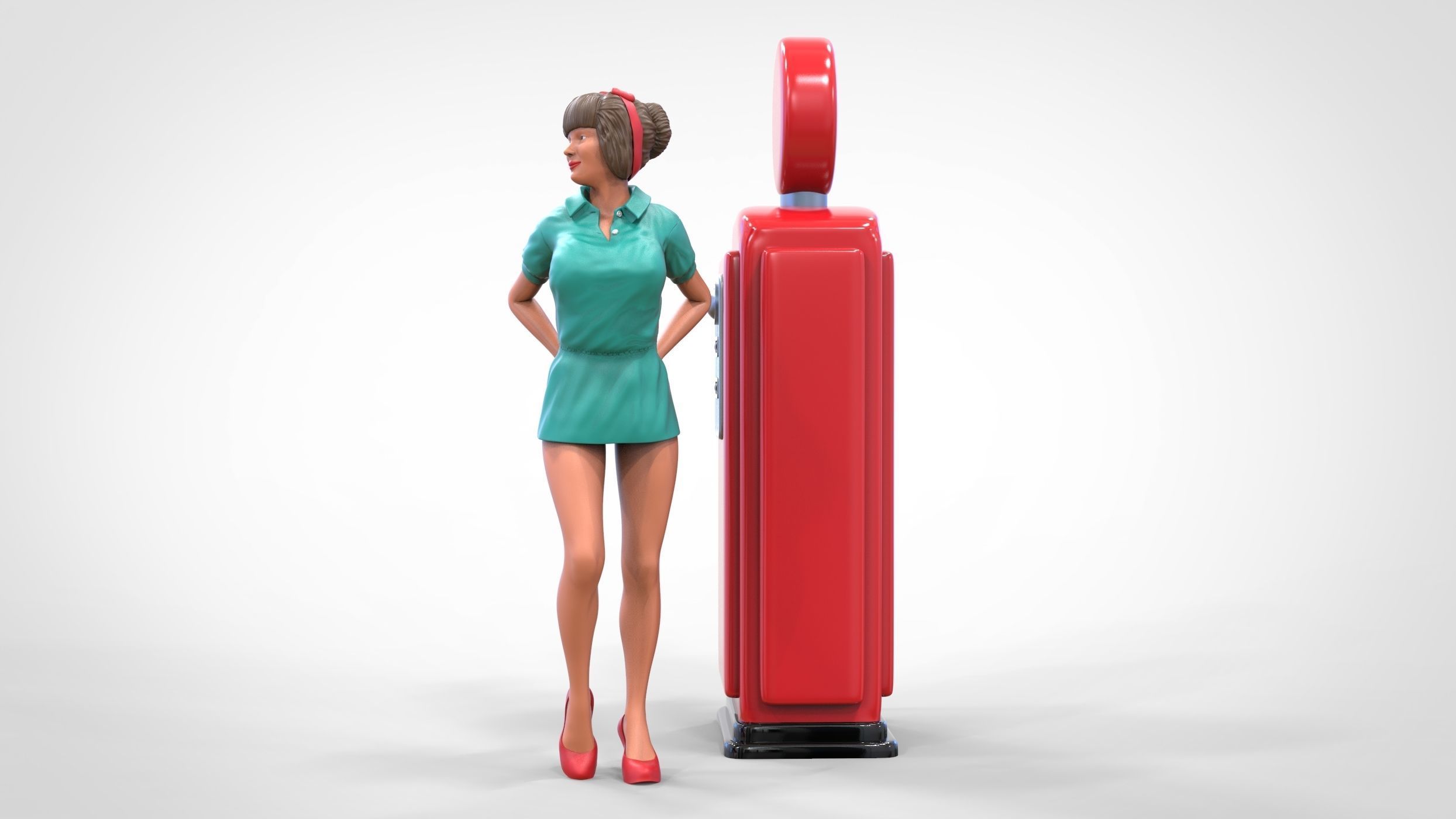 N3 Pin up girl with Gas Pump 3D print model_26