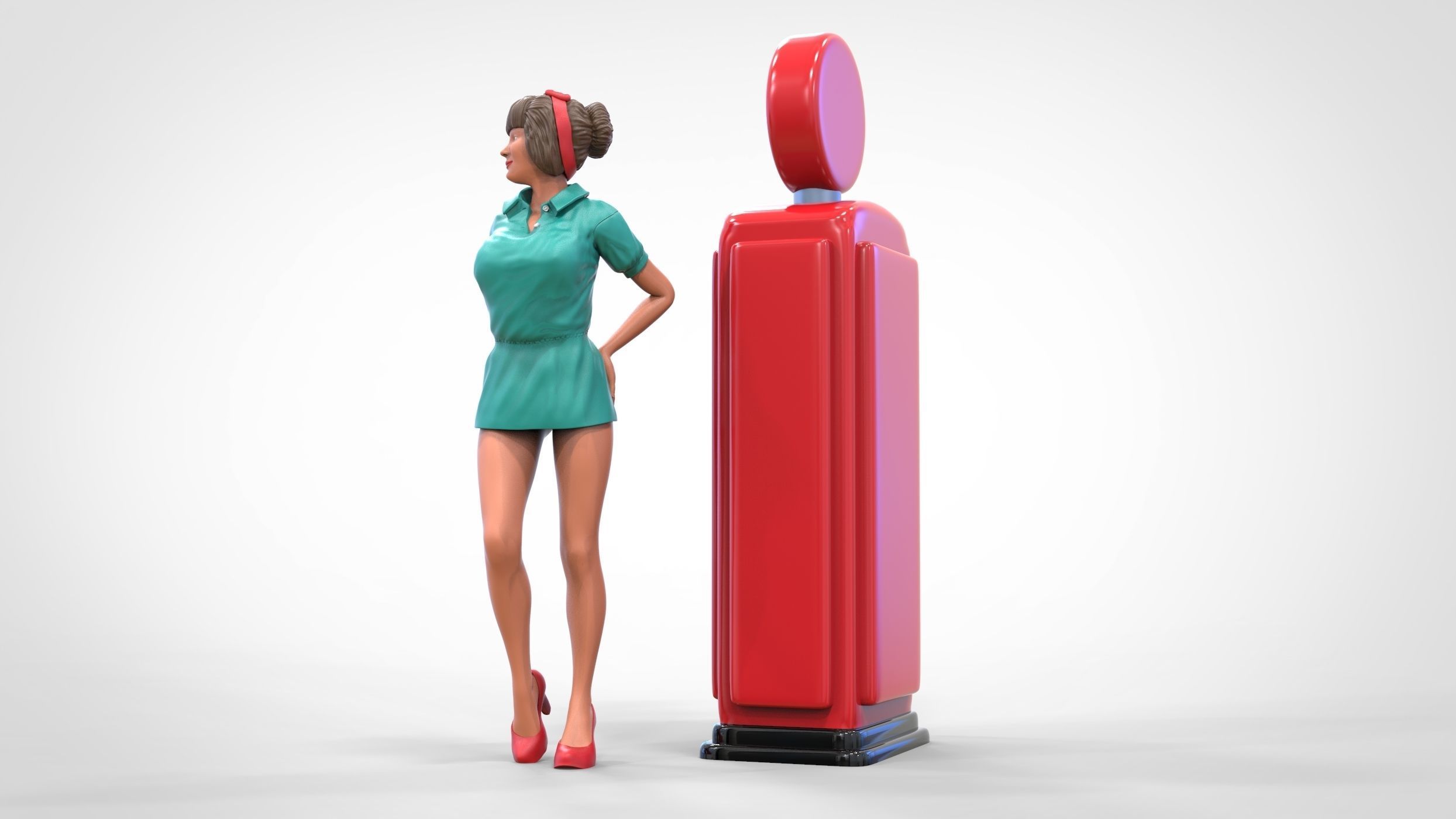 N3 Pin up girl with Gas Pump 3D print model_21